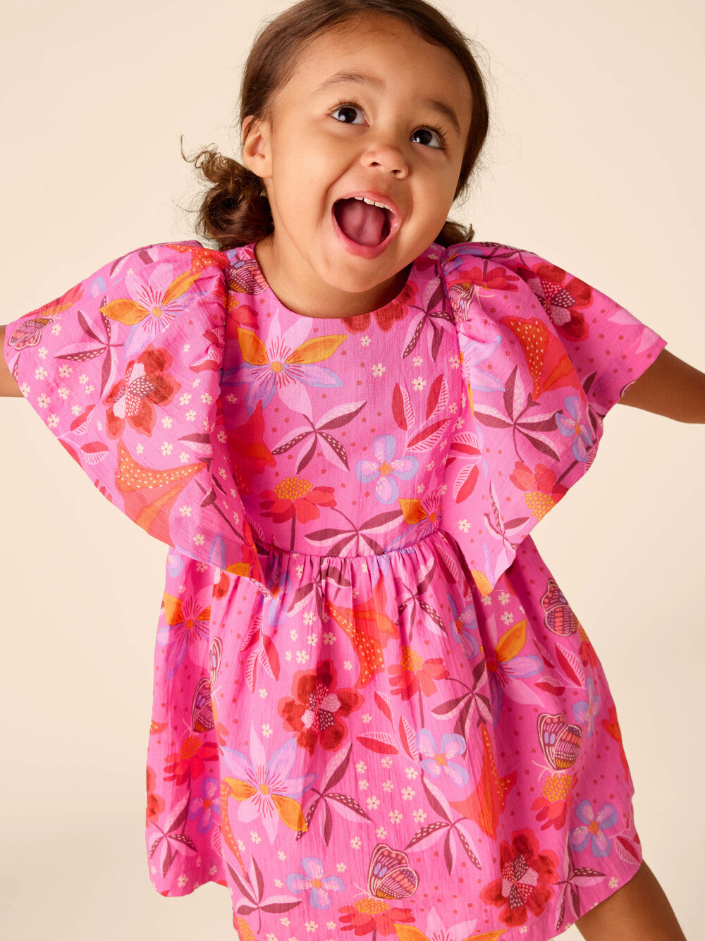 Tea Brazilian Painted Floral | Butterfly Sleeve Twirl Dress