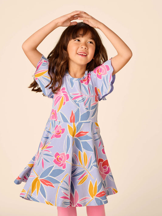 Tea Tropical | Flutter Sleeve Twirl Dress