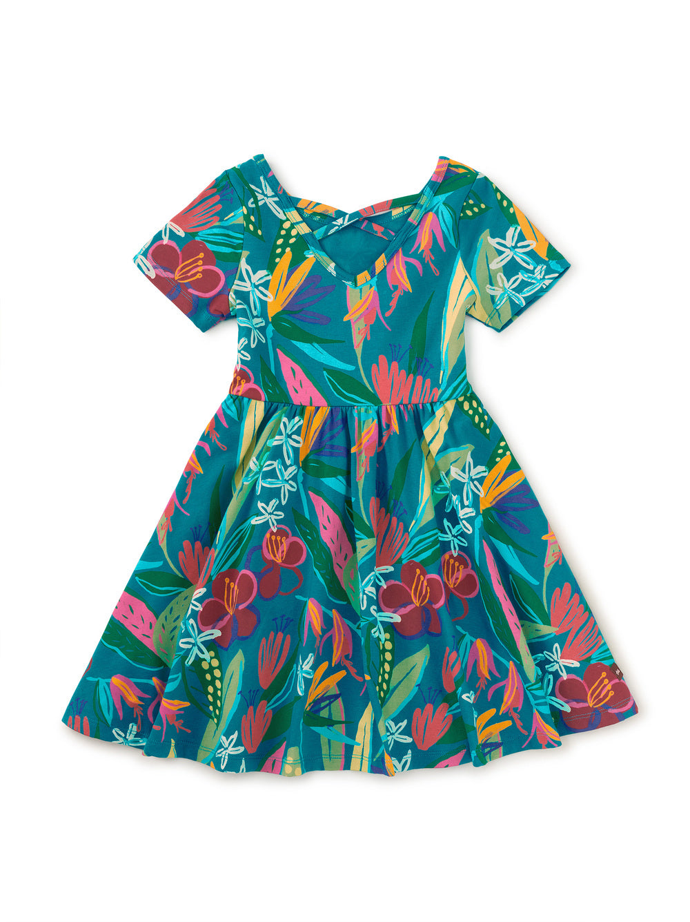 Tea Tropical Floral | Short Sleeve Ballet Dress