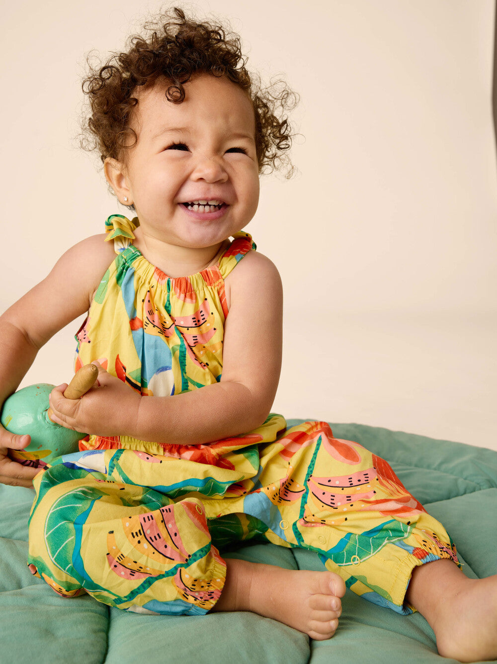 Tea Toucan Banana Tree | Tie Shoulder Romper