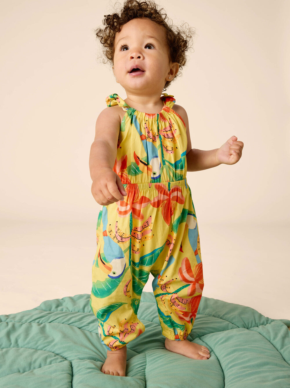 Tea Toucan Banana Tree | Tie Shoulder Romper