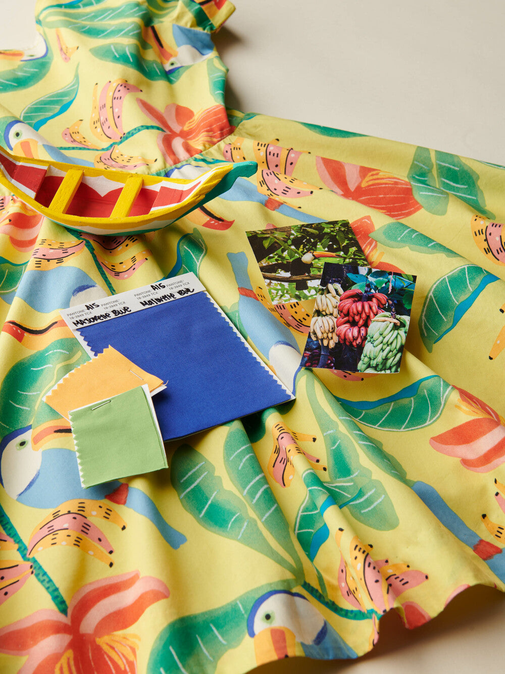 Tea Toucan Banana Tree | Button Back Skirted Dress