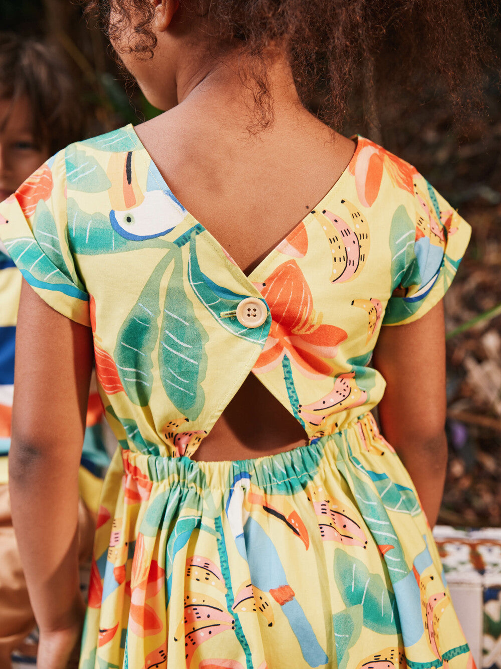 Tea Toucan Banana Tree | Button Back Skirted Dress