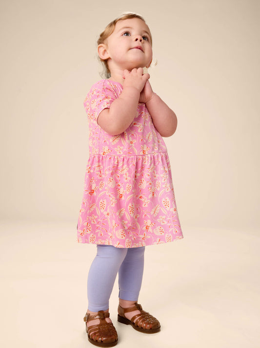 Tea Orchid Abundence | Short Sleeve Twirl Dress