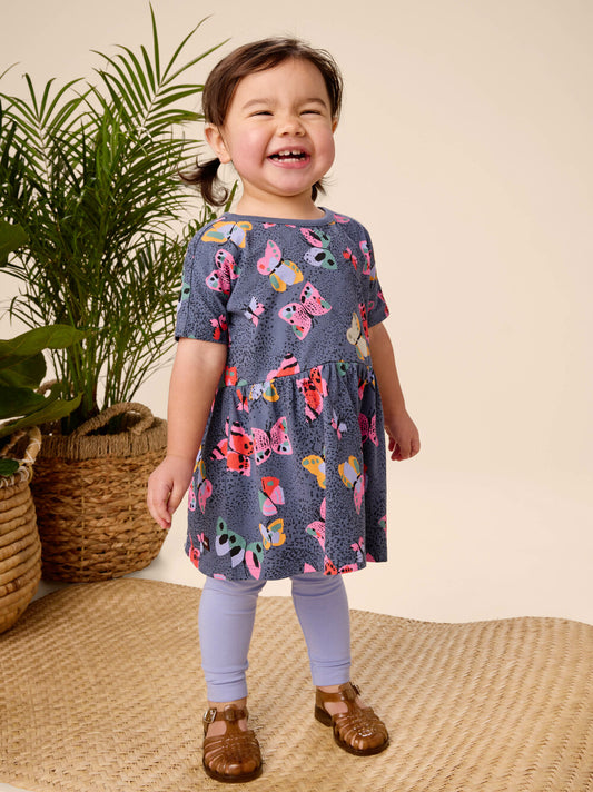 Tea Painted Kenyan Butterflies | Short Sleeve Twirl Dress
