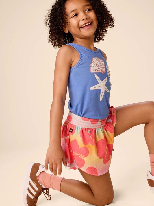 Tea Rainbow Hibiscus | Sporty Petal Shorts