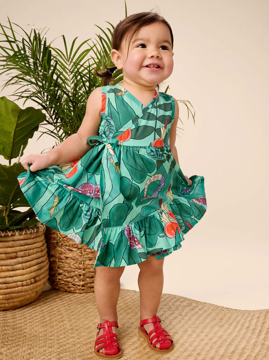 Tea Jungle Botanical | Sleeveless Wrap Dress