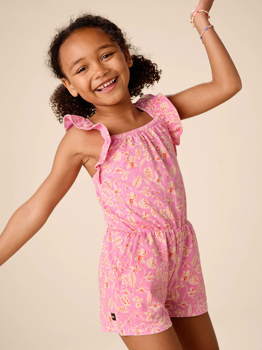 Tea Orchid Abundence | Ruffle Strap Romper