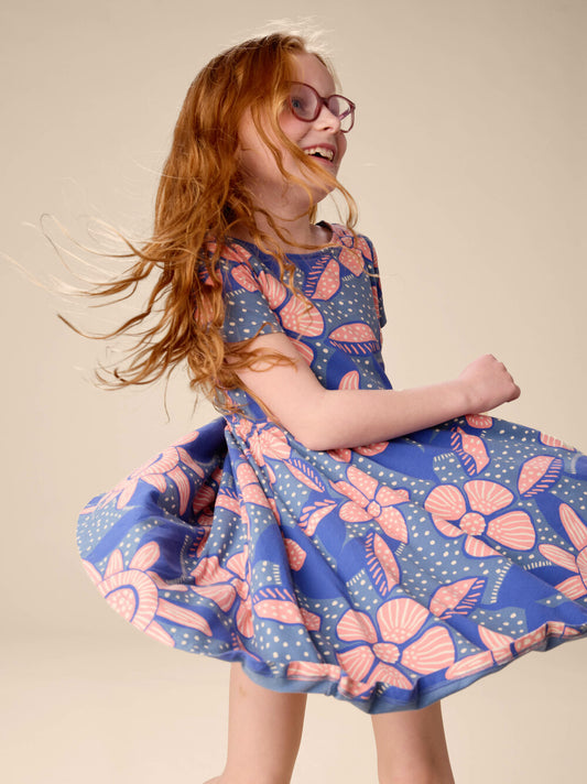 Tea Oversized Dot Floral | Twist Back Ballet Dress