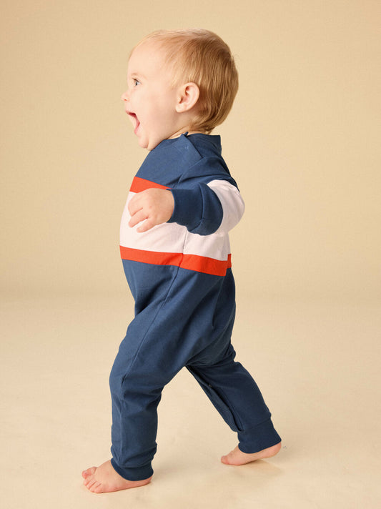 Tea Naval Blue | Colorblock Rugby Romper