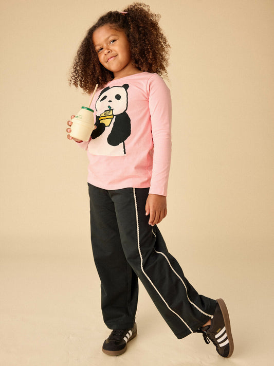 Tea Jet Black | Lace Trim Track Pants