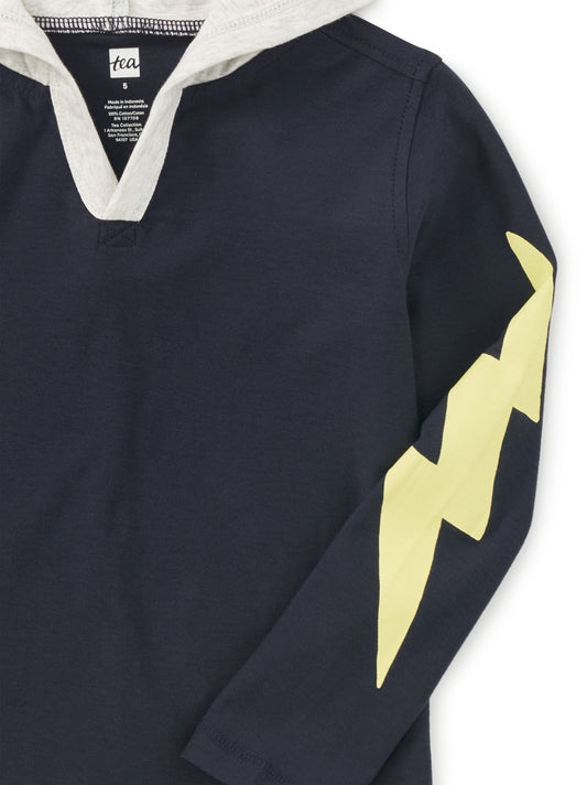 Tea Indigo | Bolt Sleeves Happy Hoodie