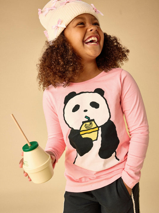 Tea Cherry Blossom | Banana Milk Panda Graphic Tee