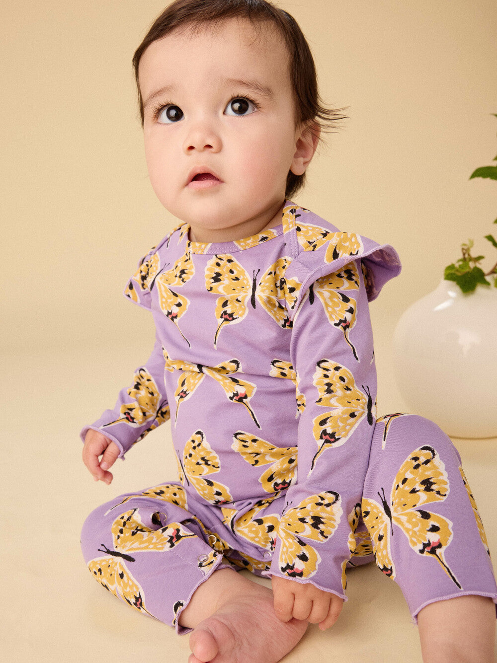 Tea Dragon | Ruffle Shoulder Baby Romper