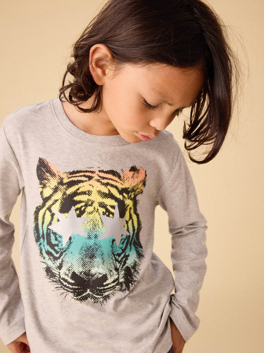 Tea Medium Heather | Star Foil Tiger Graphic Tee