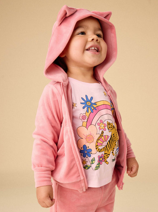 Tea Mauveglow | Cat Ears Velour Hoodie