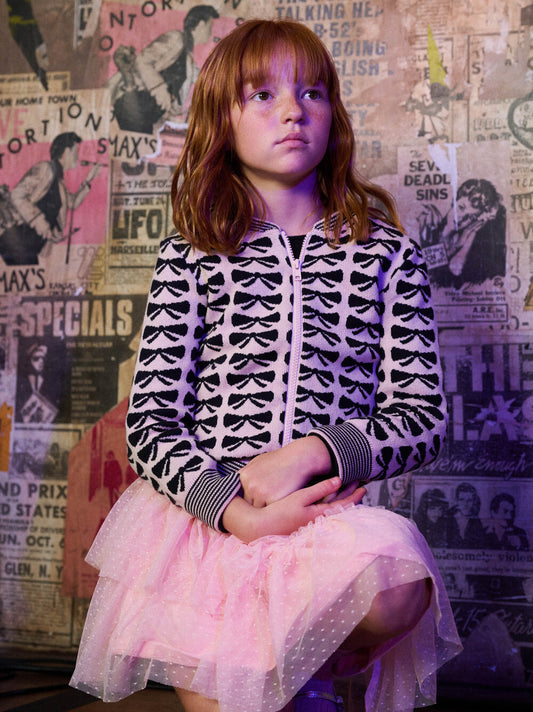 Tea Bow | Zip Up Bow Cardigan