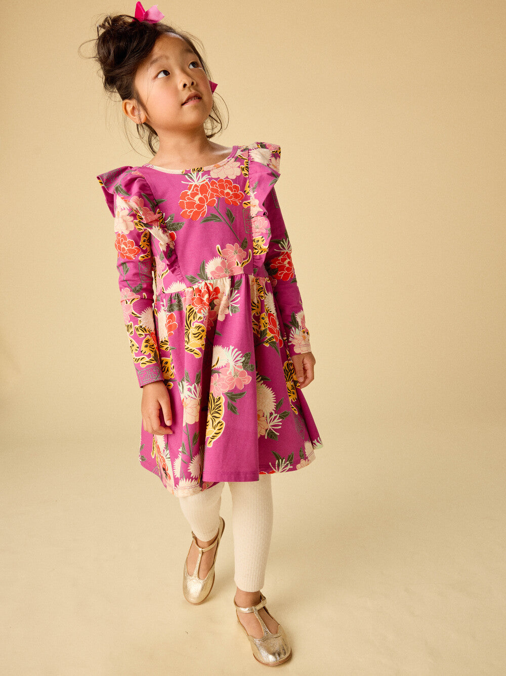 Tea Tiger & Peony | Ruffle Shoulder Ballet Dress