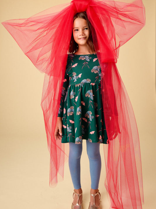 Tea Floral & Butterfly Bouquet | Ruffle Shoulder Ballet Dress