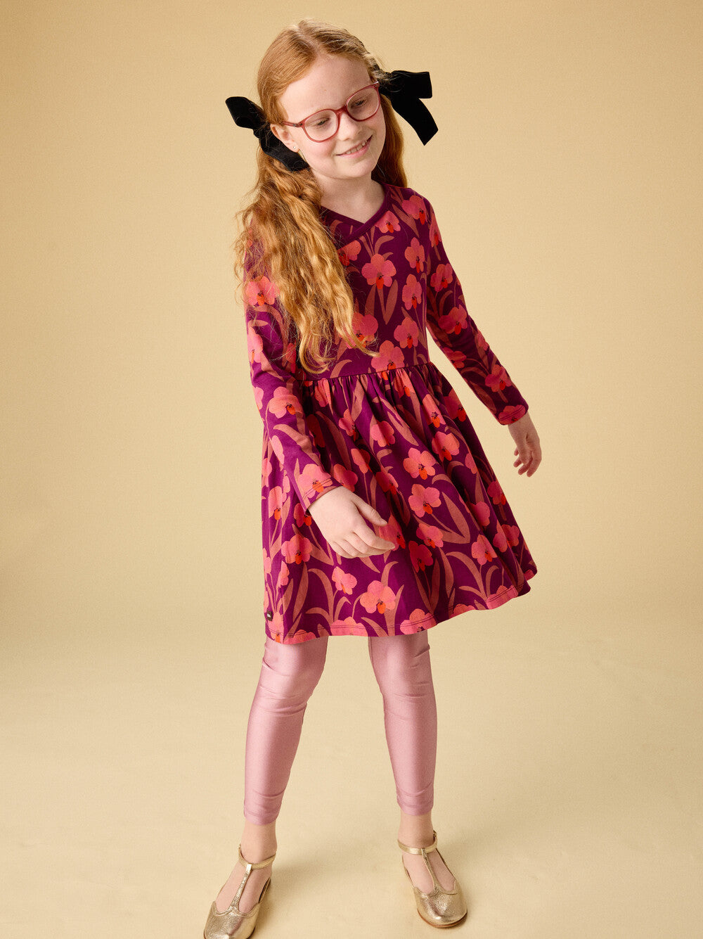 Tea Jeju Island | Long Sleeve Wrap Neck Dress