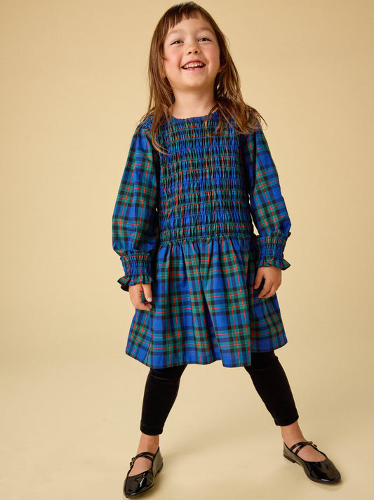 Tea Busan Holiday Plaid | Smocked Woven Blouson Sleeve Dress