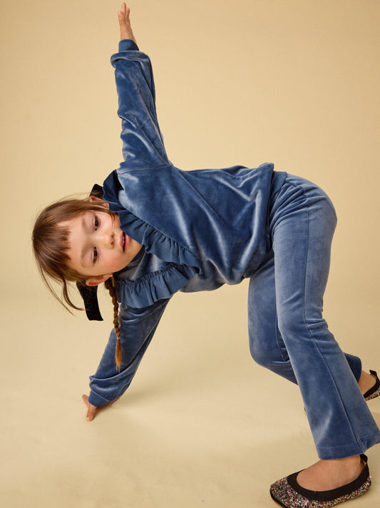 Tea Naval Blue | Very Velour Flare Pants