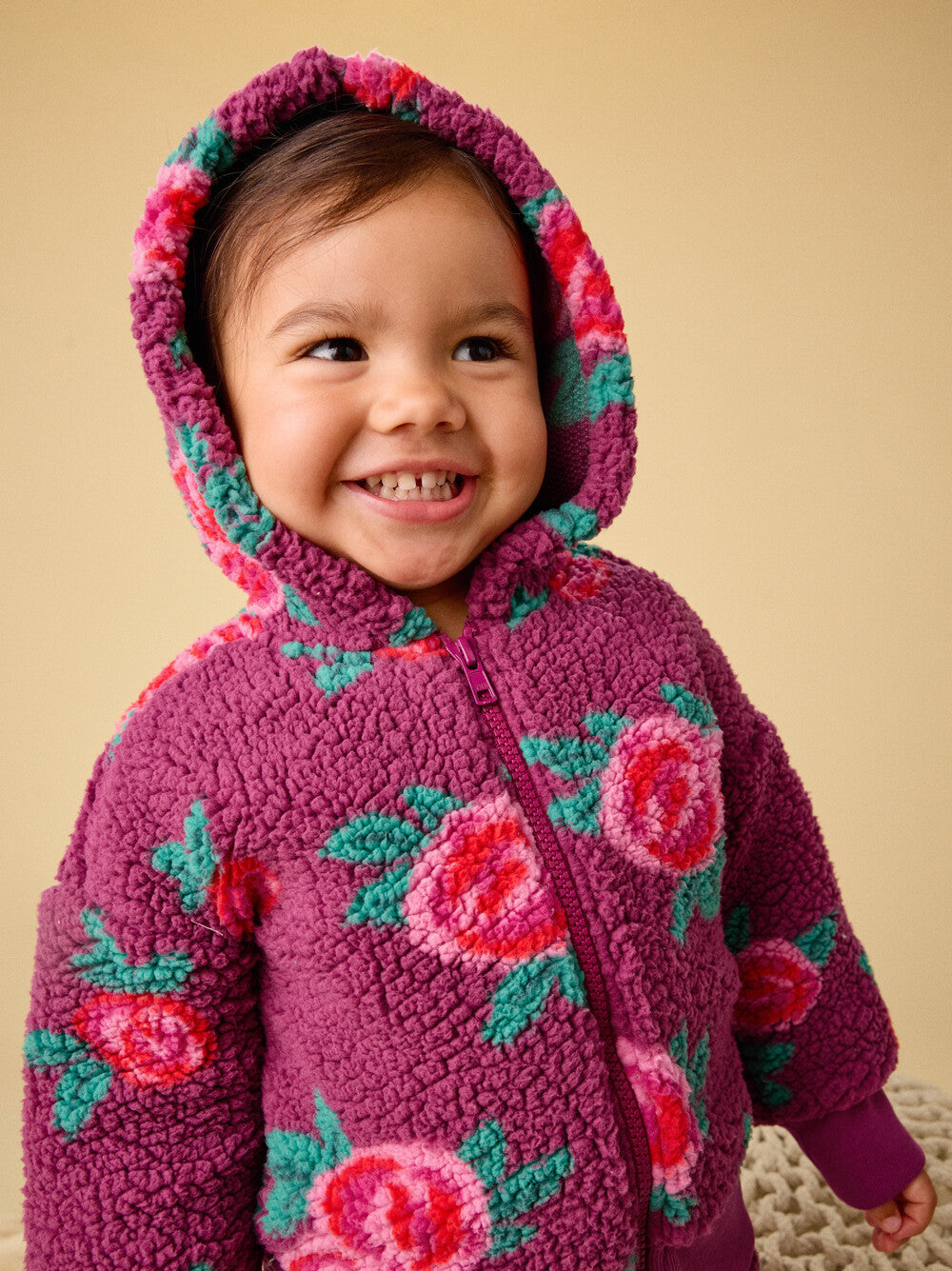 Tea Painted Rose | Teddy Fleece Pullover Hoodie