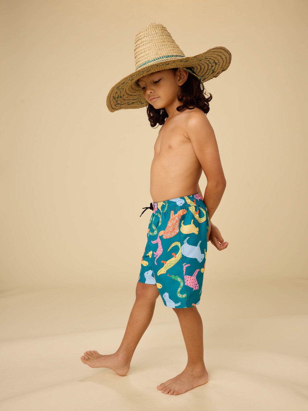 Tea Brazilian Folk Animals | Mid-Length Swim Trunks