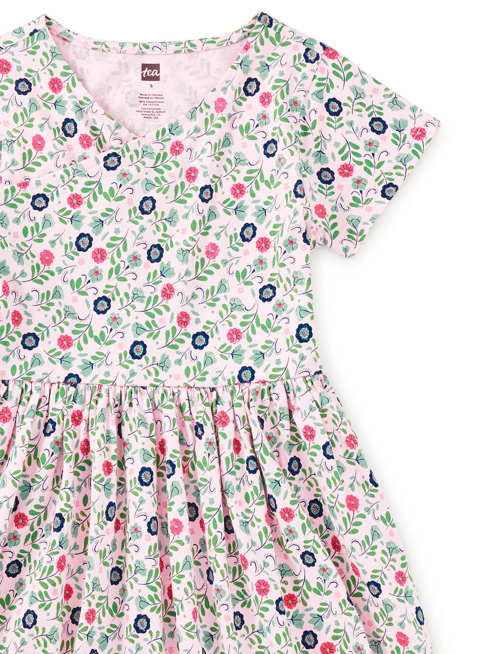 Tea Azulejos Florals | Short Sleeve Wrap Neck Dress