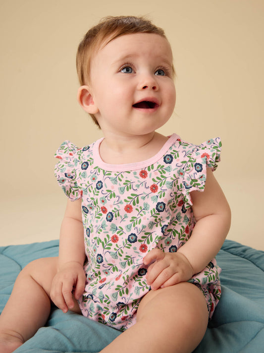 Tea Azulejos Florales | Flutter Baby Romper