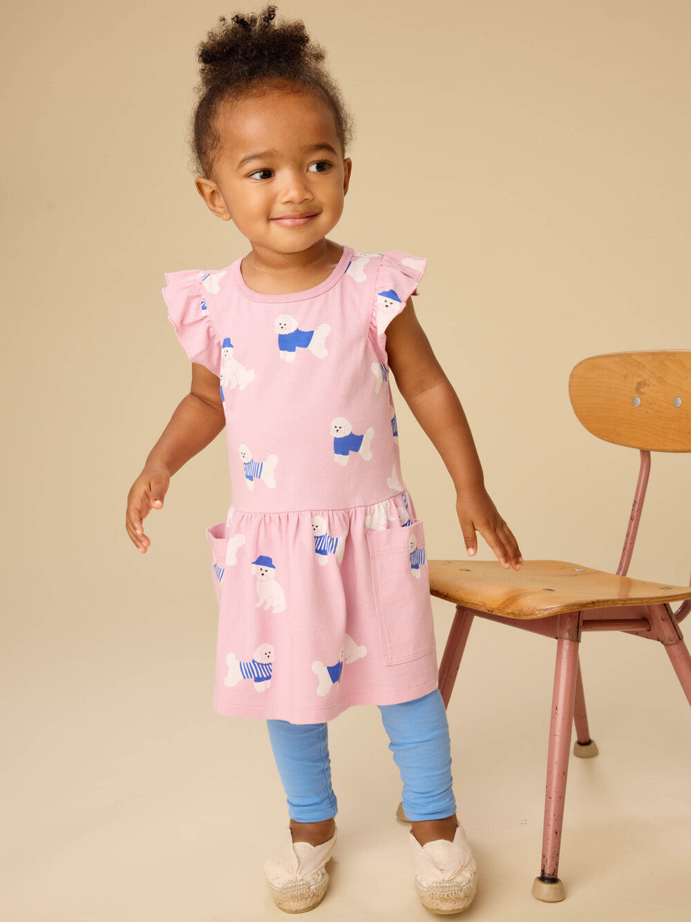 Tea Spanish Water Dog | Flutter Sleeve Pocket Dress