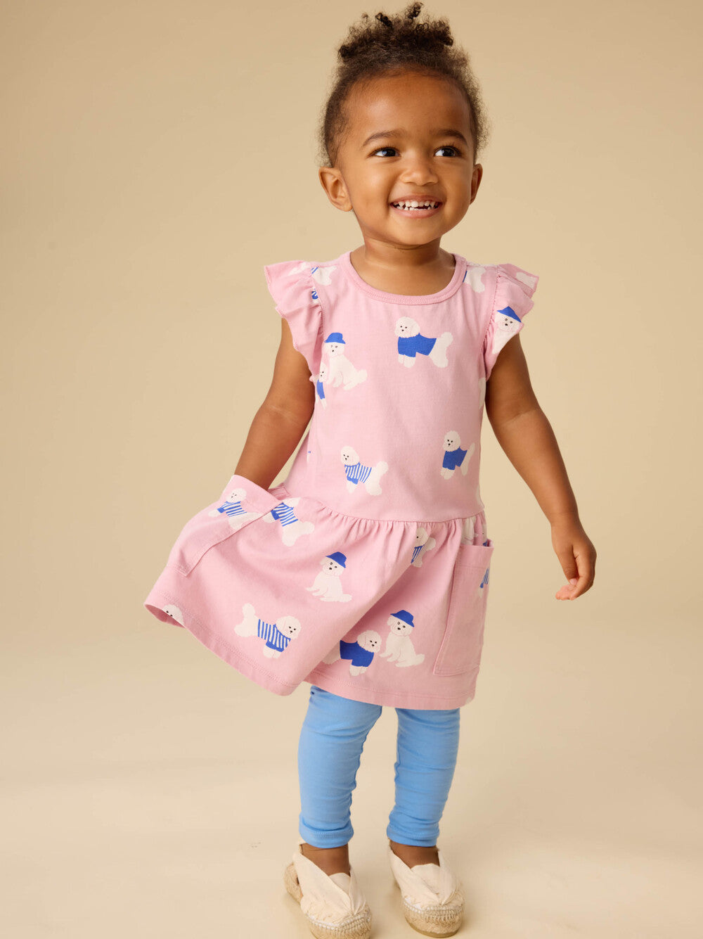 Tea Spanish Water Dog | Flutter Sleeve Pocket Dress