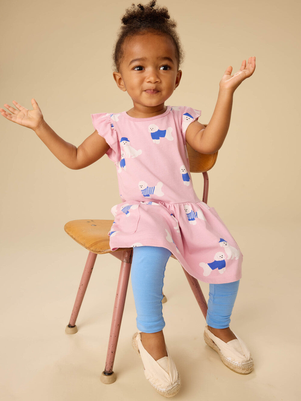 Tea Spanish Water Dog | Flutter Sleeve Pocket Dress