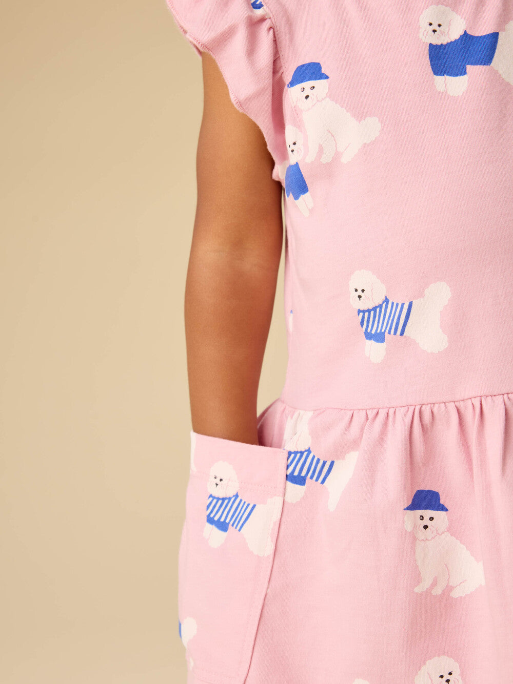 Tea Spanish Water Dog | Flutter Sleeve Pocket Dress