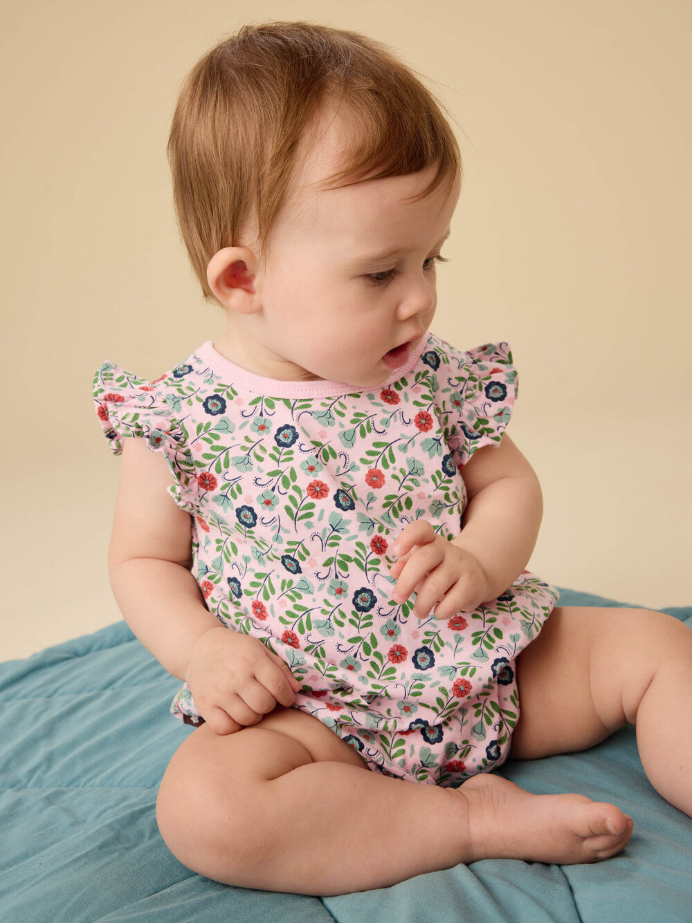 Tea Azulejos Florales | Flutter Baby Romper