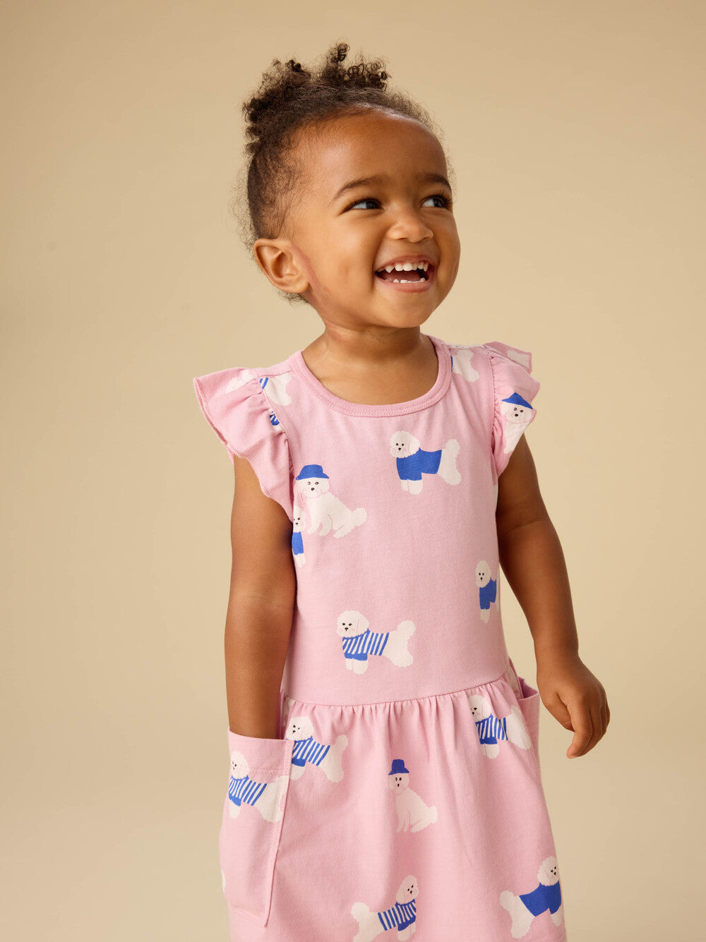 Tea Spanish Water Dog | Flutter Sleeve Pocket Dress