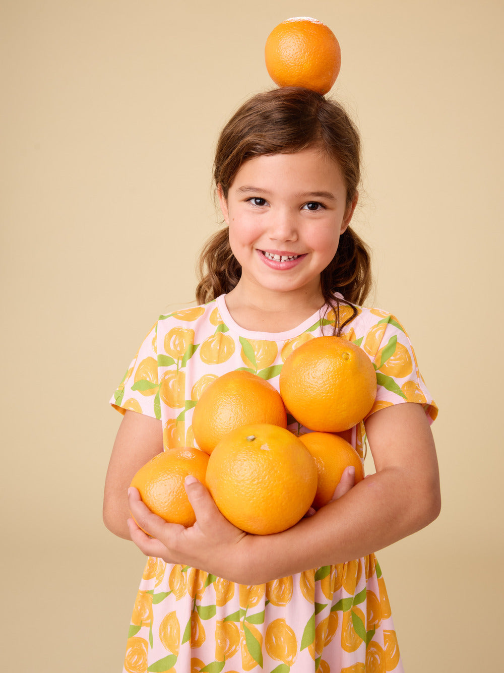 Tea Valencia Orange | Short Sleeve Twirl Dress