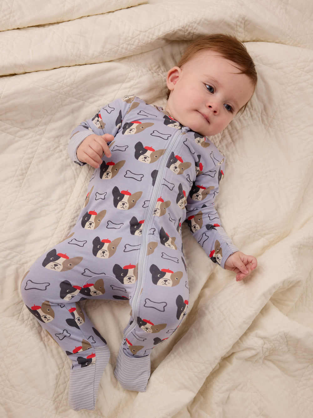 Tea French Bull Dog | Footed Romper