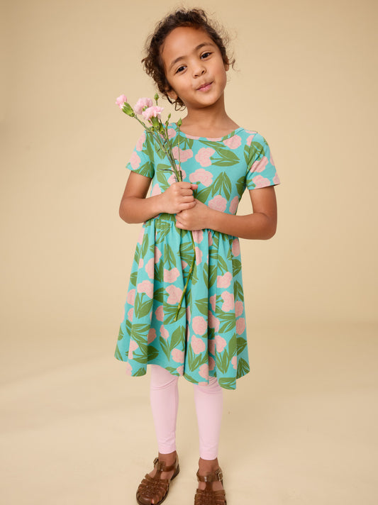 Tea Carnation Floral | Short Sleeve Ballet Dress