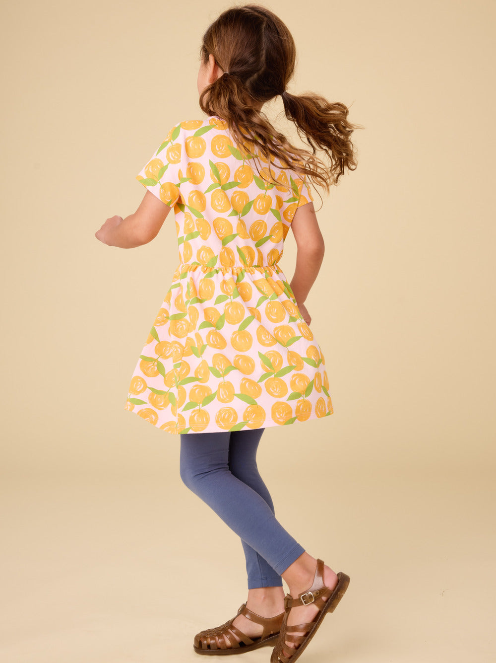Tea Valencia Orange | Short Sleeve Twirl Dress
