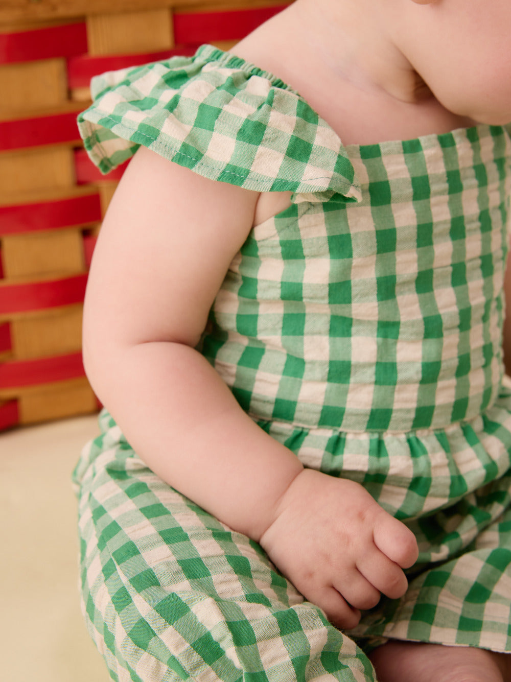 Tea Garden Party Check | Flutter Button Back Romper