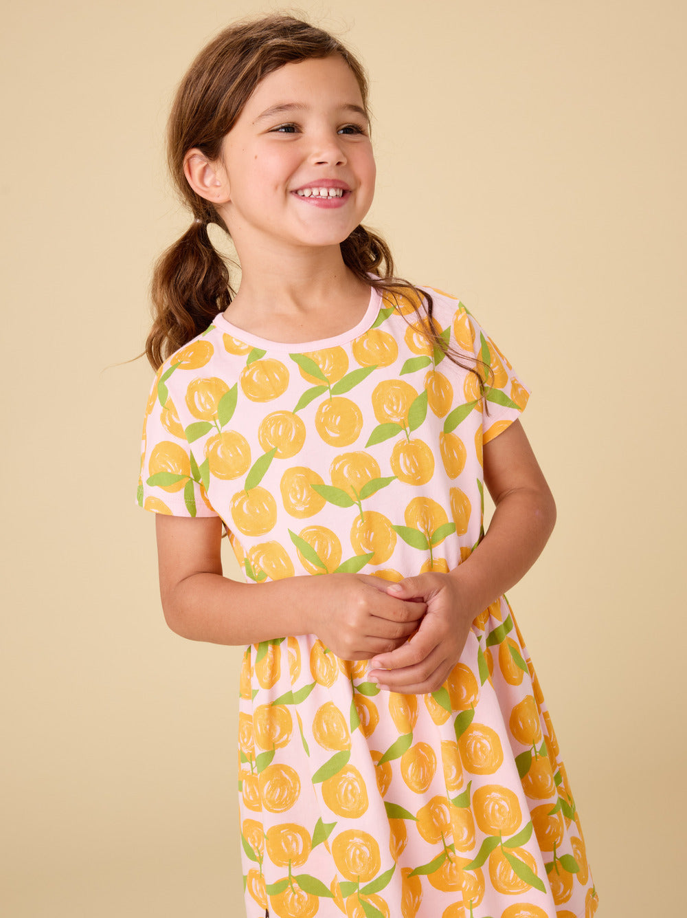 Tea Valencia Orange | Short Sleeve Twirl Dress
