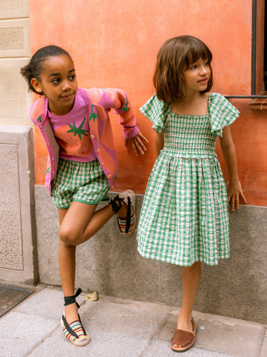 Tea Garden Party Check | Flutter Sleeve Smocked Dress