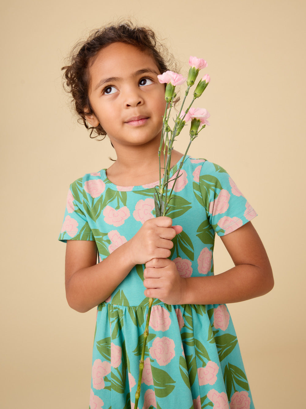 Tea Carnation Floral | Short Sleeve Ballet Dress