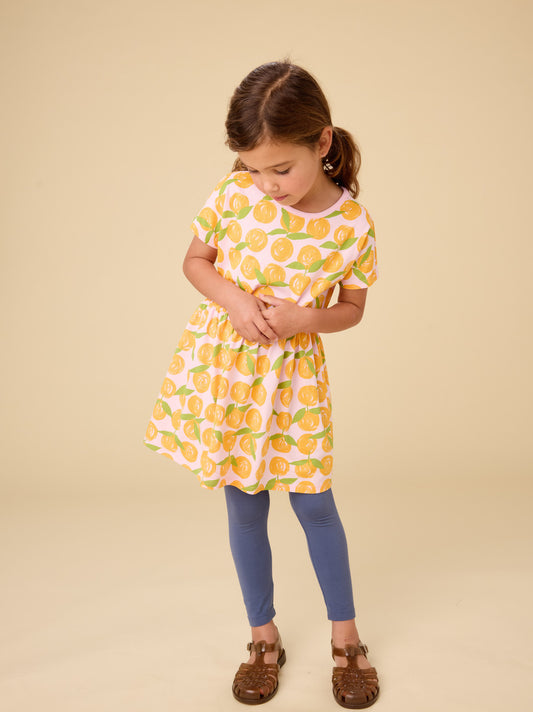 Tea Valencia Orange | Short Sleeve Twirl Dress