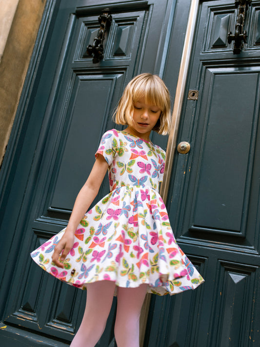 Tea Flutter Fiesta | Short Sleeve Ballet Dress