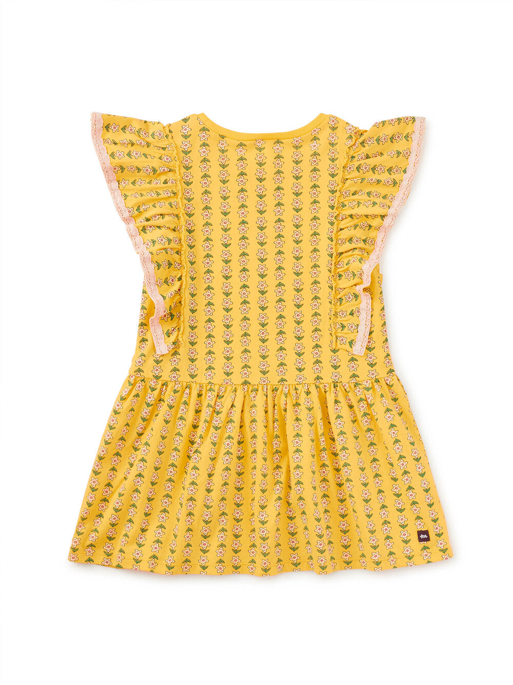 Tea Vintage Floral Tile | Crochet Trim Ruffle Dress