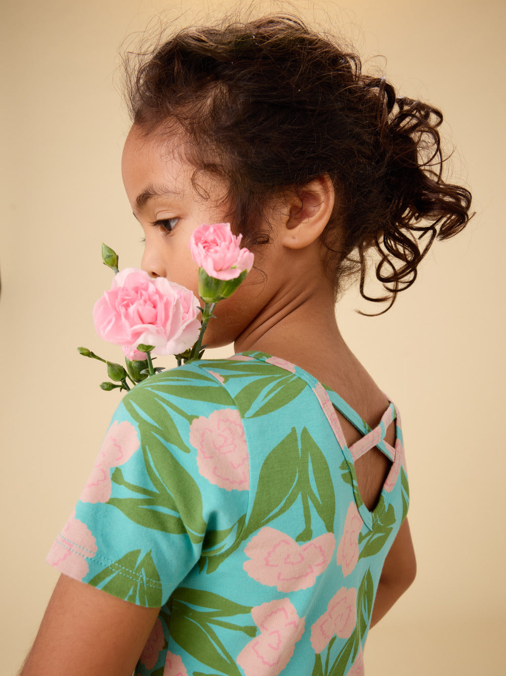 Tea Carnation Floral | Short Sleeve Ballet Dress