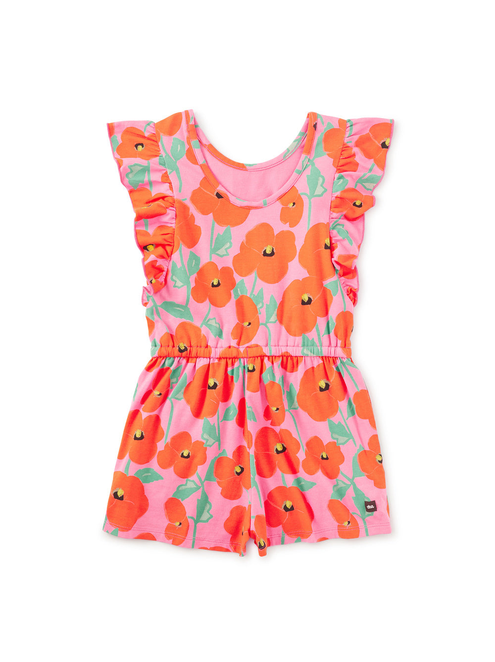 Tea Poppy Poppies | Flutter Sleeve Romper