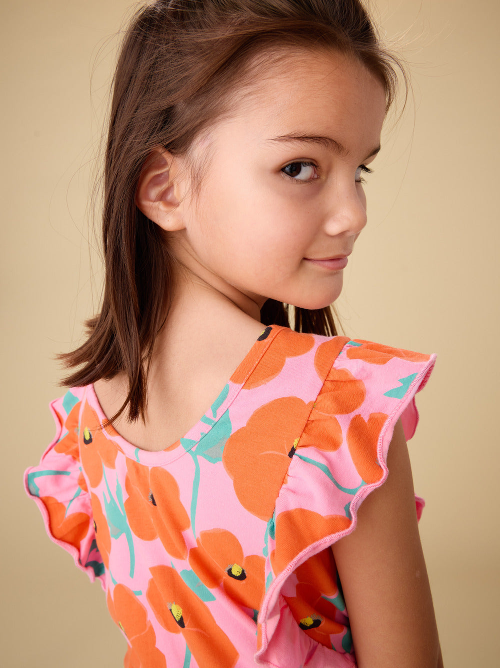 Tea Poppy Poppies | Flutter Sleeve Romper